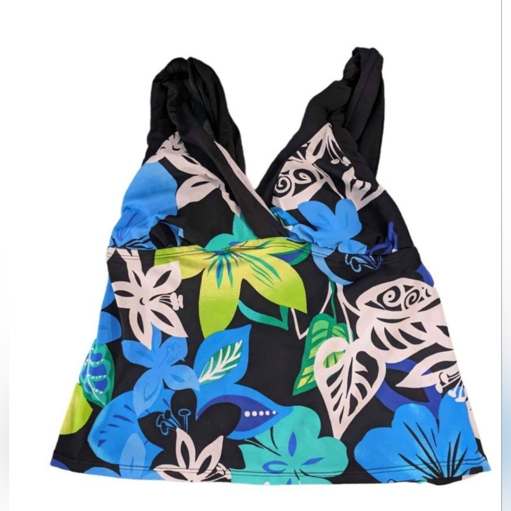 Nycard Collection Floral Tankini Swim Top W/ Built in Bra Size 8